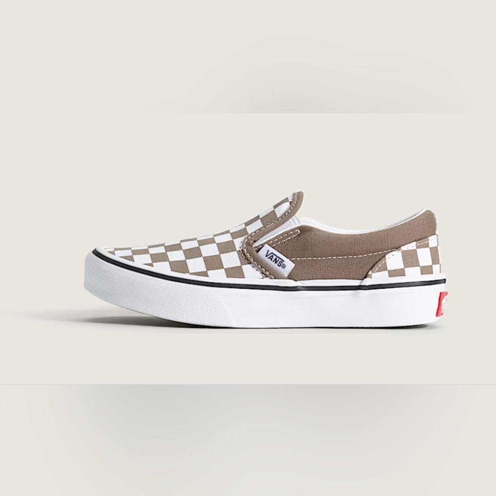 Vans Brown and White Checkerboard Slip-Ons